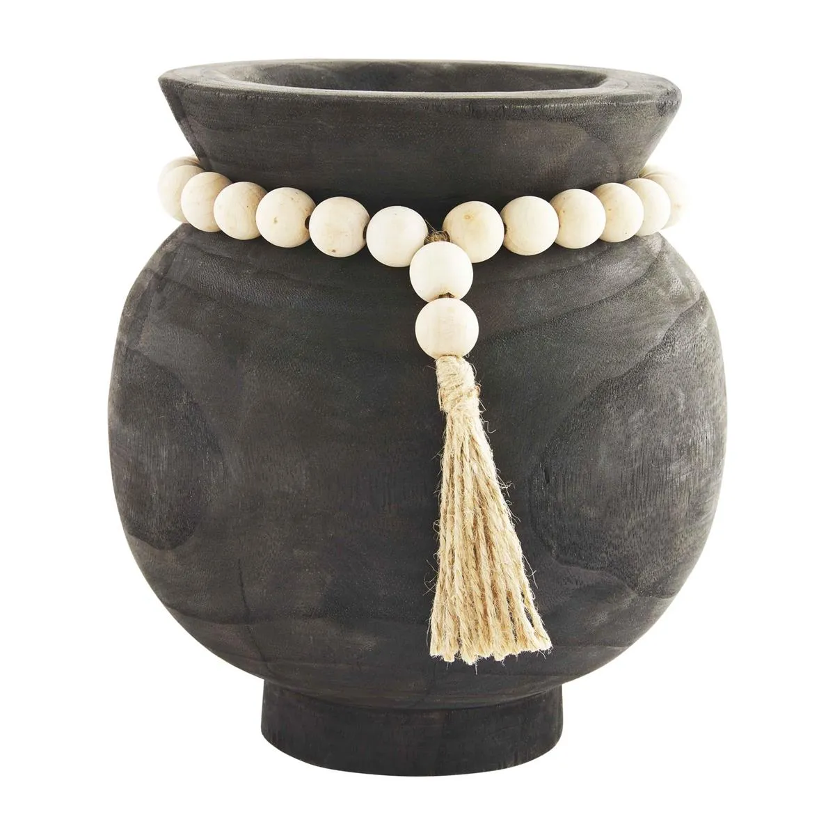 Mud Pie - Black Paulownia Beaded Pot