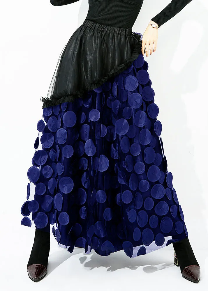 Original Design Yellow-Black Dot Elastic Waist Patchwork Wrinkled Tulle Skirt Summer LY0873