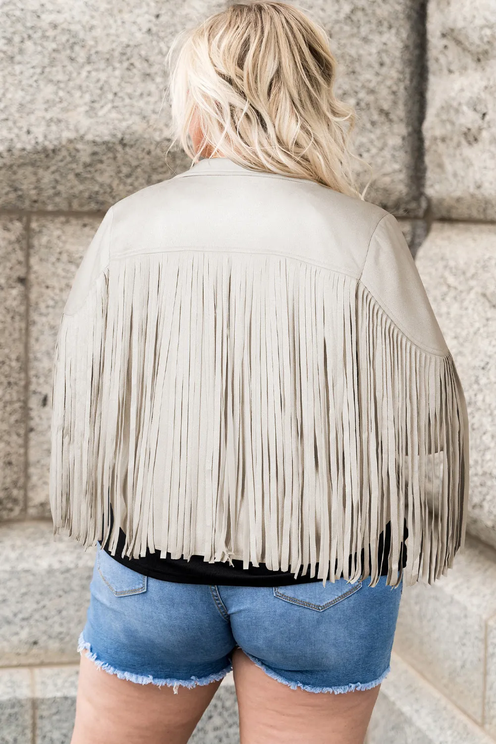 Plus Size Fringe Open Front Jacket Fringe Jackets