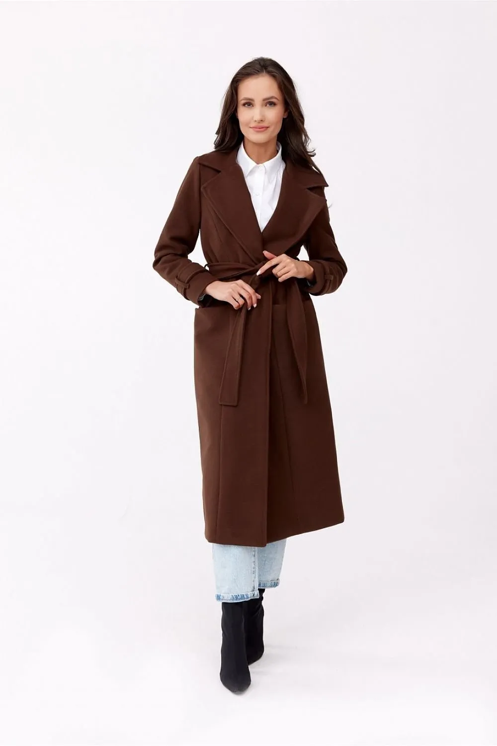 ROCO FASHION Luxurious Women's Classic Belted European Trench Coat with Front Pocket