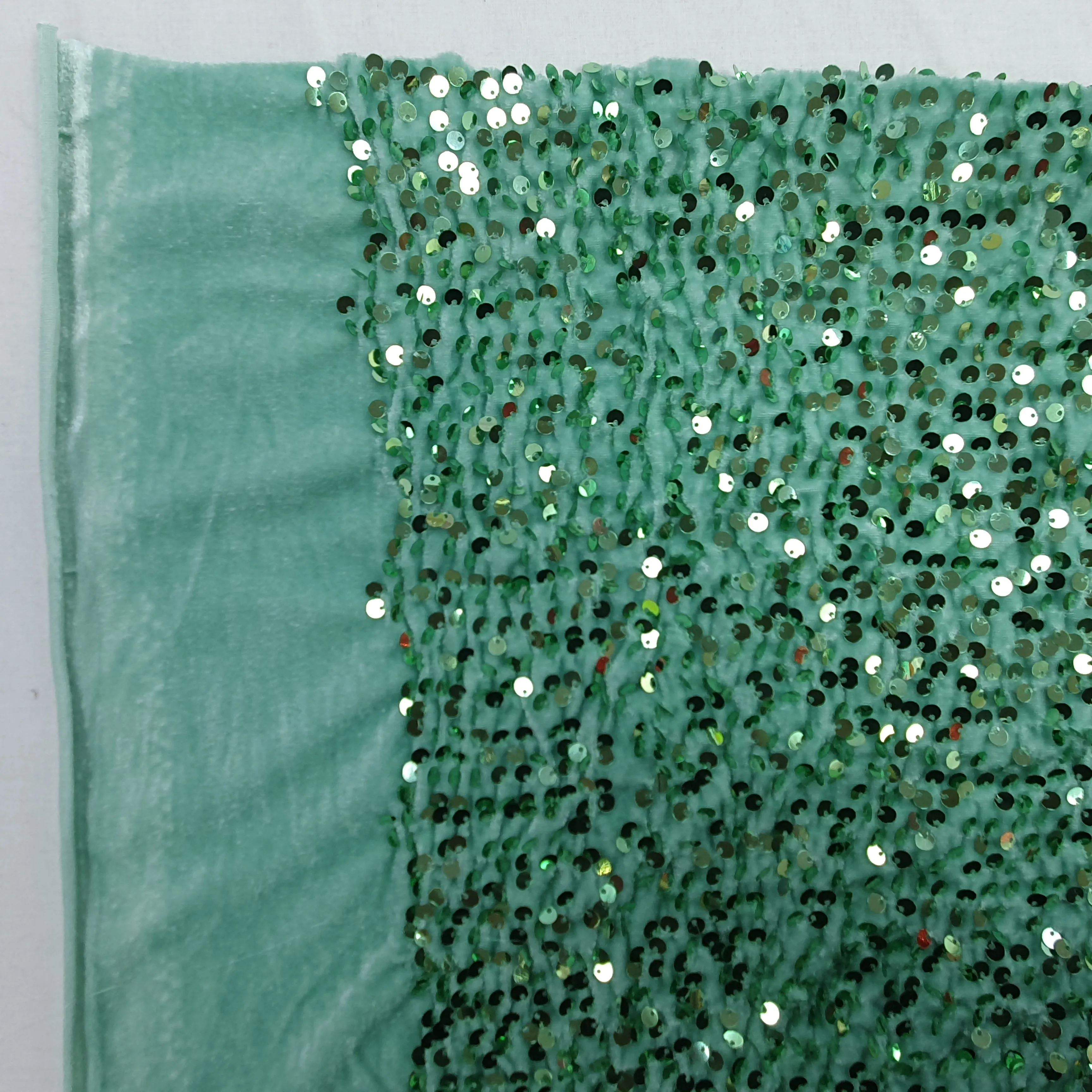 Sequin on Stretch Velvet With Luxury Sequins all Over 5mm Shining Sequin 2-way Stretch 60” Wide