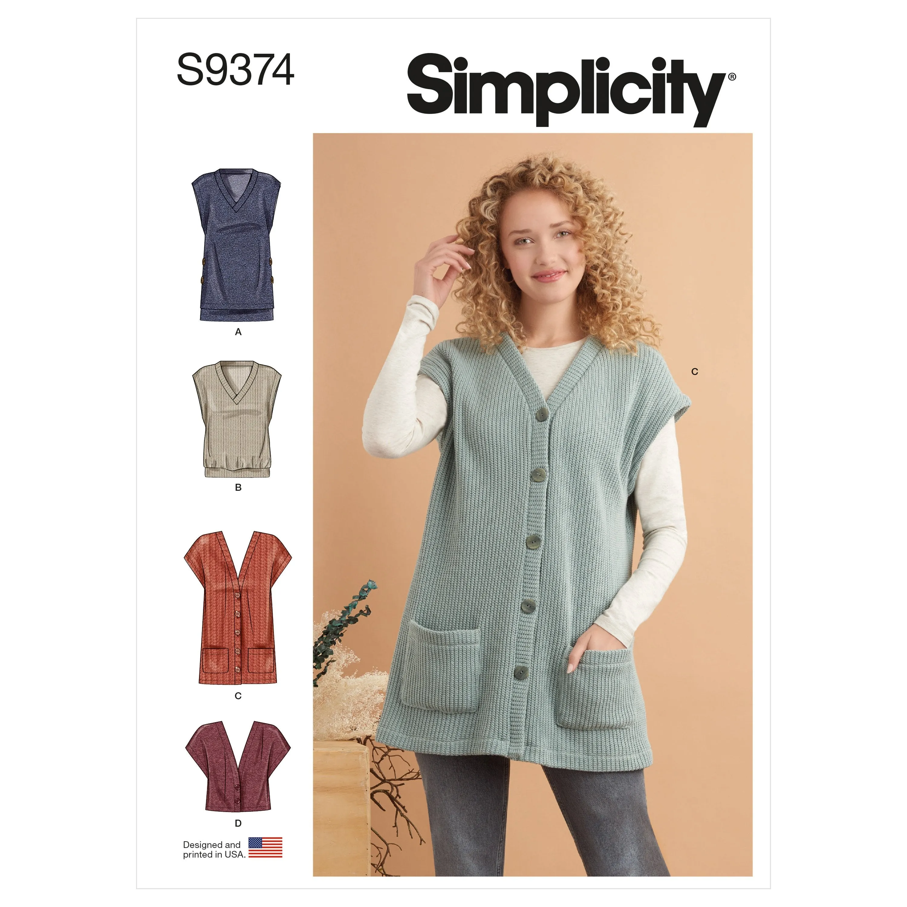 Simplicity Sewing Pattern 9374 Misses' Knit Vests