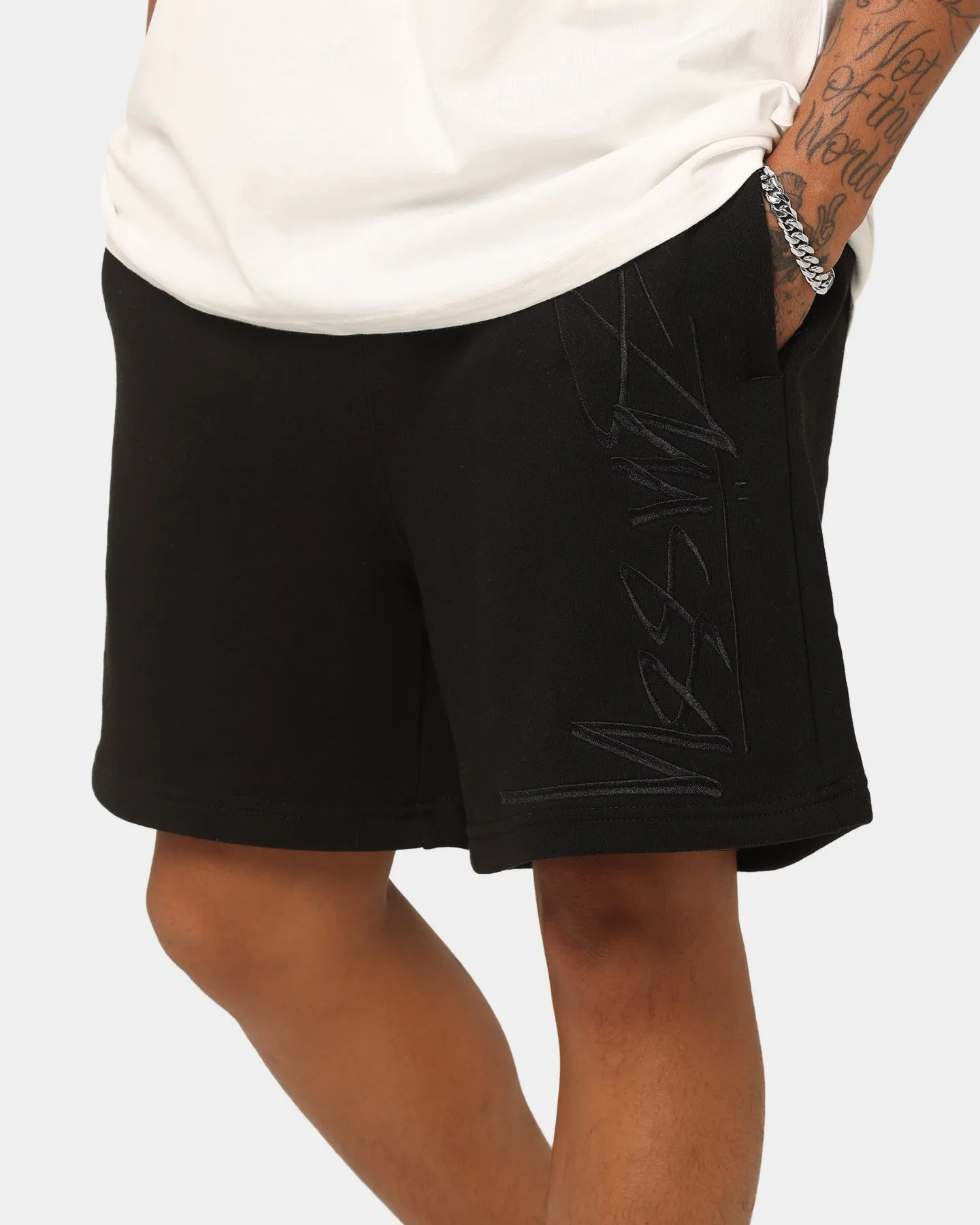 Stussy Solid Stock Embroidered Trackshorts Black