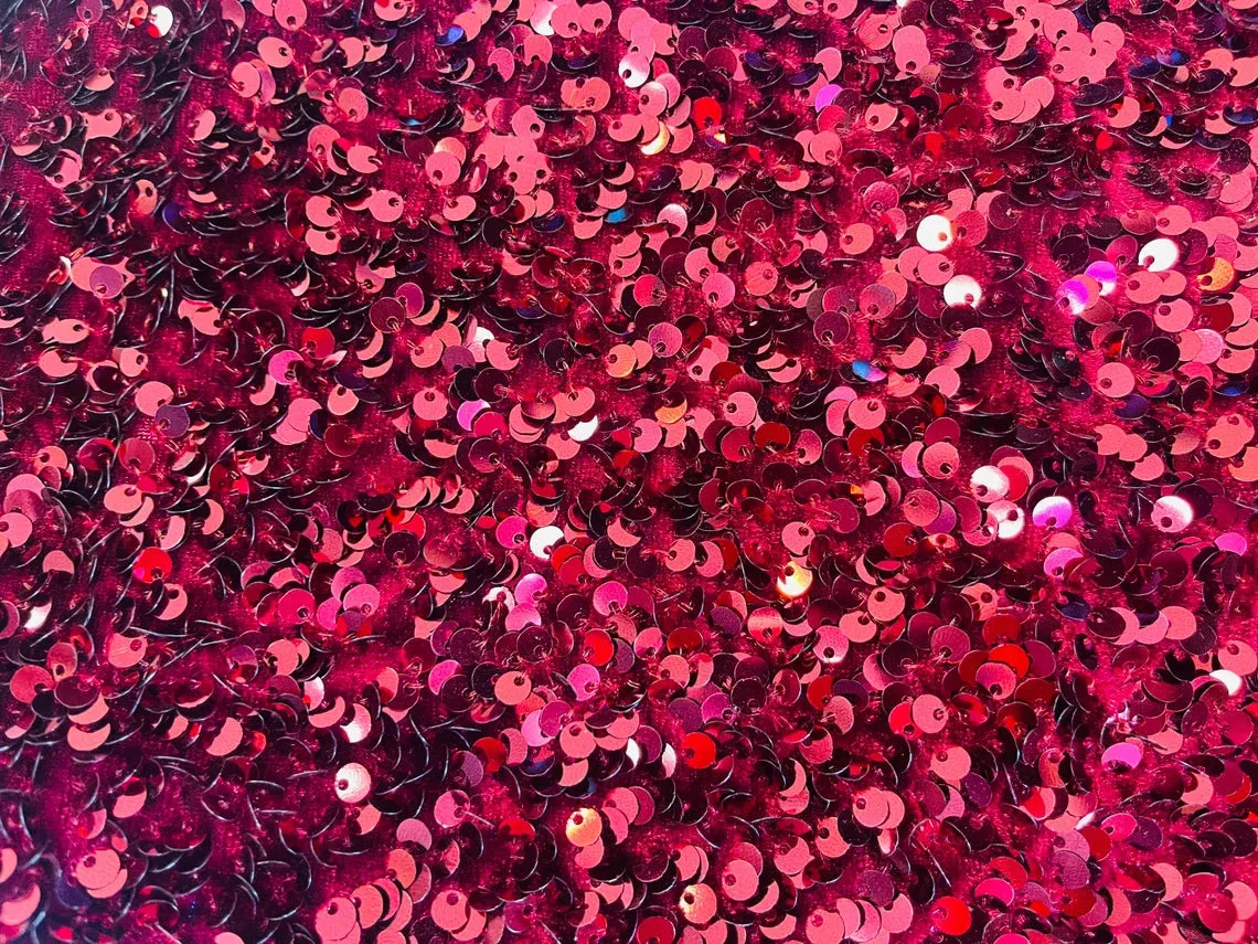 Velvet Sequins (All Over) Fabric for Dresses, Decorations, Crafts Sold By The Yard