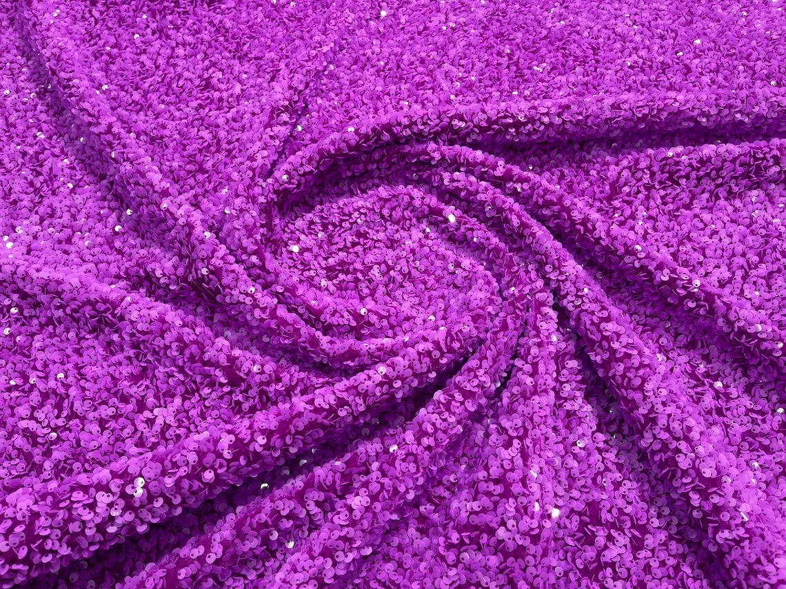 Velvet Sequins (All Over) Fabric for Dresses, Decorations, Crafts Sold By The Yard