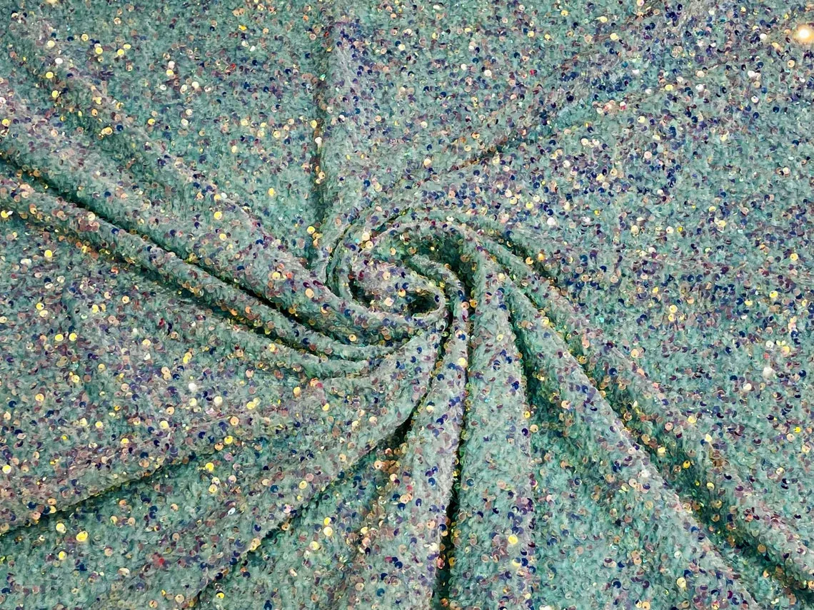 Velvet Sequins (All Over) Fabric for Dresses, Decorations, Crafts Sold By The Yard