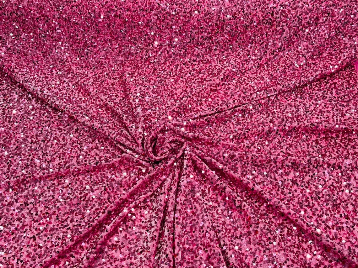 Velvet Sequins (All Over) Fabric for Dresses, Decorations, Crafts Sold By The Yard