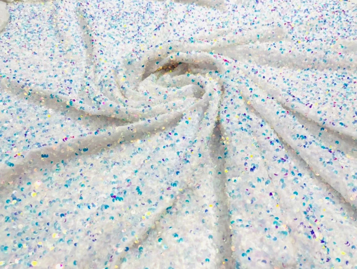 Velvet Sequins (All Over) Fabric for Dresses, Decorations, Crafts Sold By The Yard