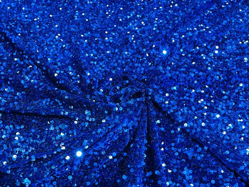 Velvet Sequins (All Over) Fabric for Dresses, Decorations, Crafts Sold By The Yard