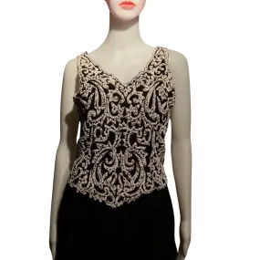 Vintage 1980s Black & White Beaded Top