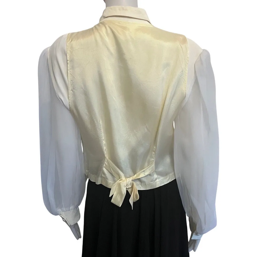 Vintage 1980s White Vest & Blouse Combo