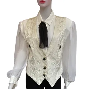 Vintage 1980s White Vest & Blouse Combo