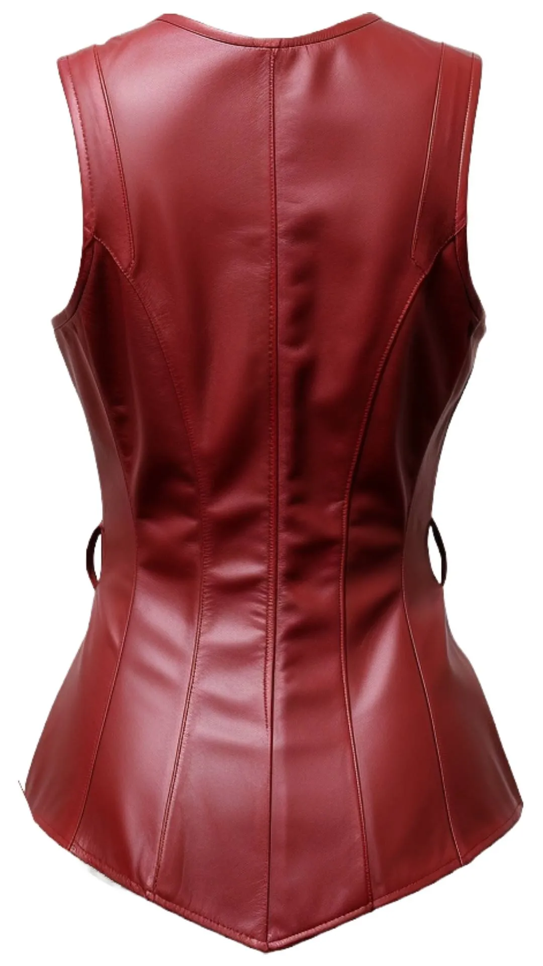 Women Burgundy Leather Vest