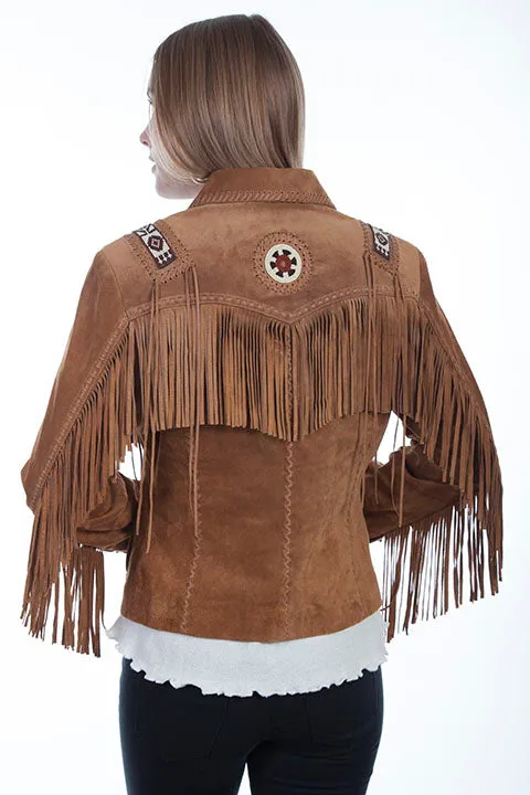 Women's Leather Jacket Collection Suede: Scully Western Fringe Hand Lacing Beads