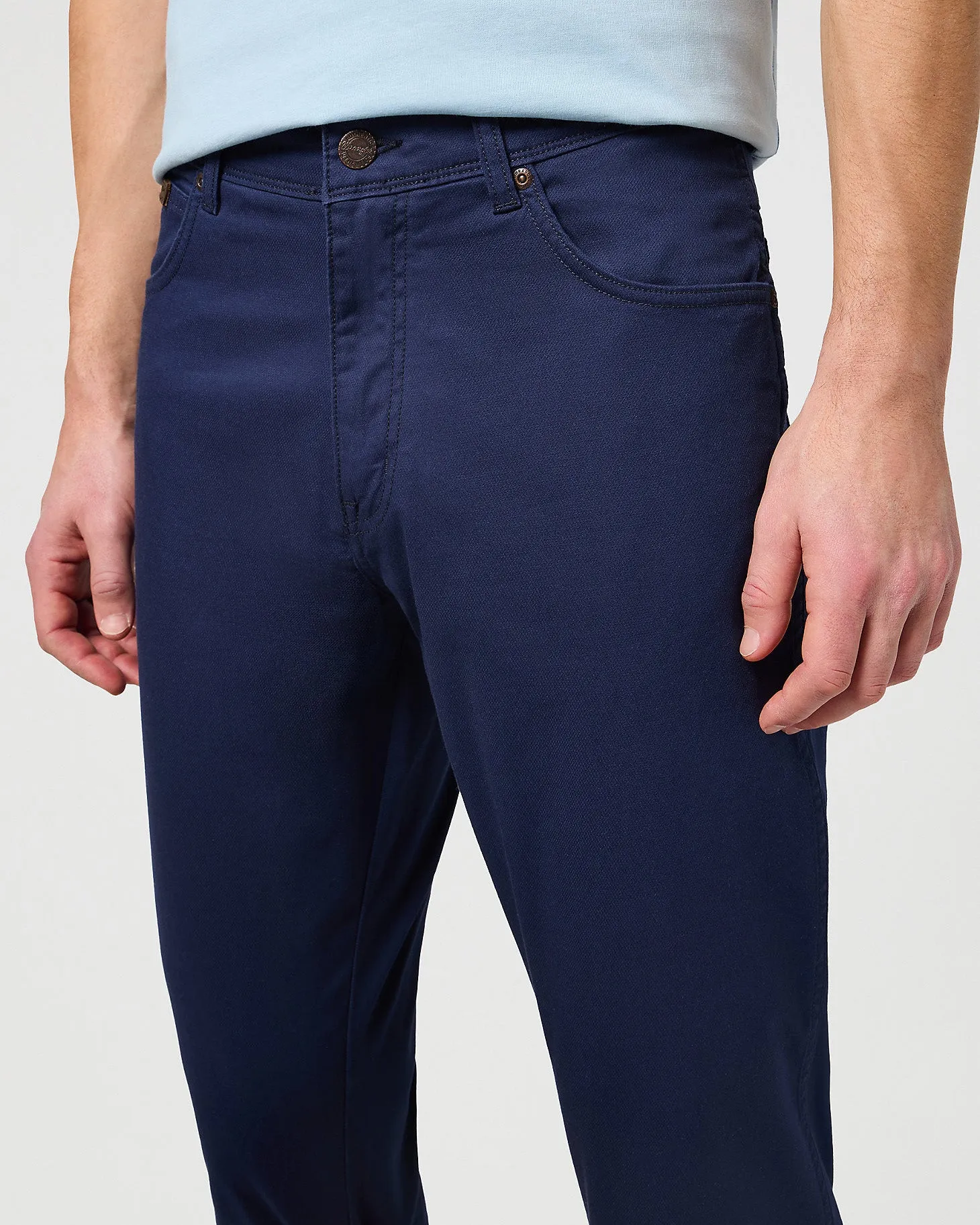 Wrangler Texas SLIM Mens Cotton Satin Trousers - Dark Navy